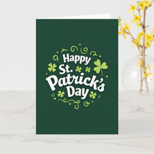 Green Shamrock Pattern Day Card カード (黄色い花)