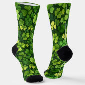 Green Shamrock Pattern on Black Socks ソックス (傾斜あり)