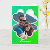 Green Shamrock st patrick's Dayフォトカード カード (黄色い花)