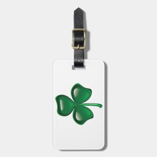 Green Shamrock Three-Leaf Clover ラゲッジタグ (正面縦)