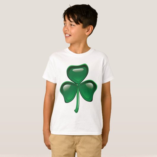Green Shamrock Three-Leaf Clover Tシャツ (正面フル)
