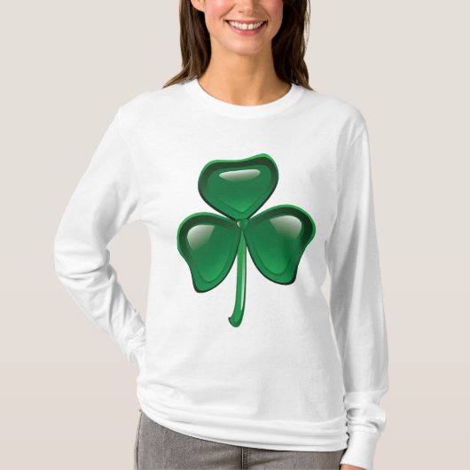 Green Shamrock Three-Leaf Clover Tシャツ (正面)