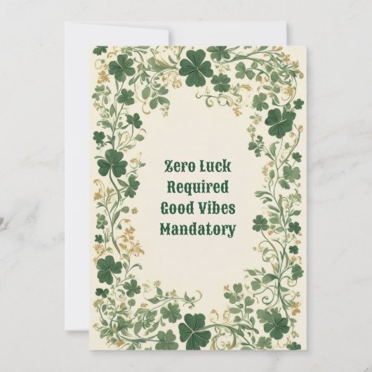 Green Shamrock Vines Funky Saint Patrick's Party  招待状 (裏面)