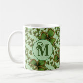 Green Shamrock Vintage Style Clovers Irish コーヒーマグカップ (左)
