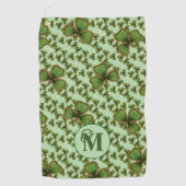 Green Shamrock Vintage Style Clovers Irish ゴルフタオル (正面)