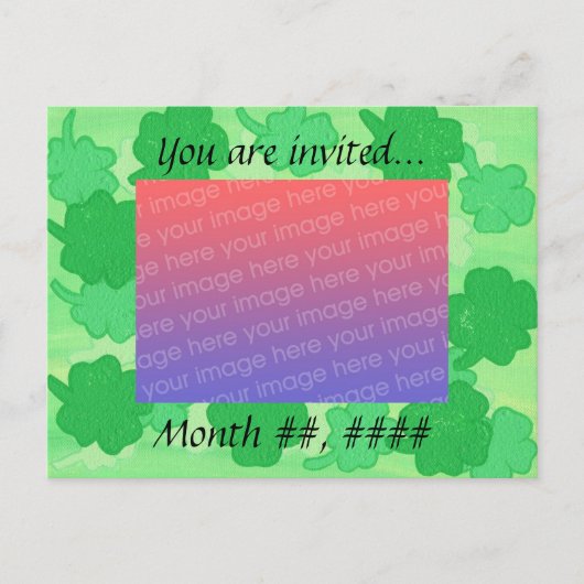Green Shamrocksの写真結婚招待状はがき インビテーションポストカード (正面)