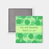 Green Shamrocks、日付の磁結婚石を保存 マグネット (正面/裏面)