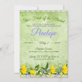 Green She's Fresh off the Market Garden Shower 招待状