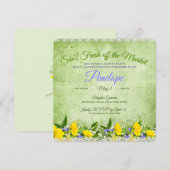 Green She's Fresh off the Market Garden Shower 招待状 (正面/裏面)