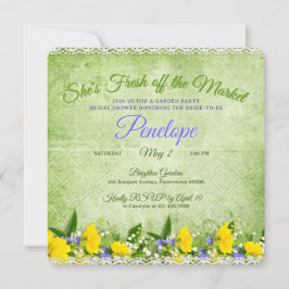 Green She's Fresh off the Market Garden Shower 招待状