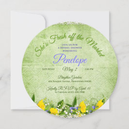 Green She's Fresh off the Market Garden Shower 招待状