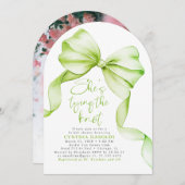 Green She's Tying the Knot Bridal Shower Photo 招待状 (正面/裏面)