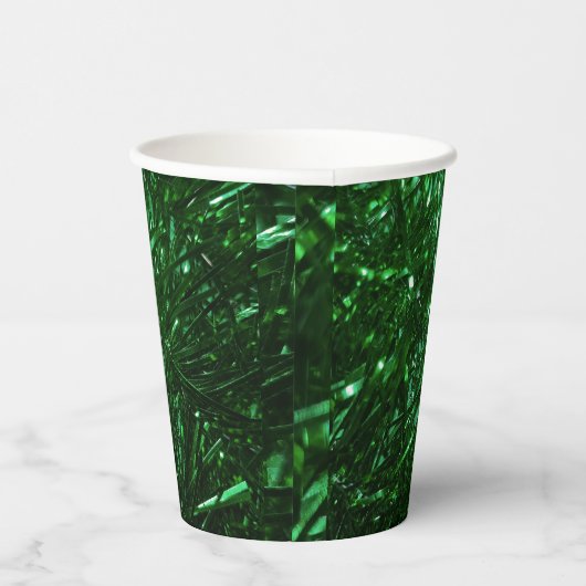 green shiny christmas tree leaves 紙コップ (右)