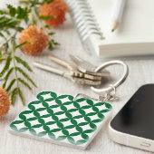 Green Shippo Pattern Square Keychain キーホルダー (正面右)