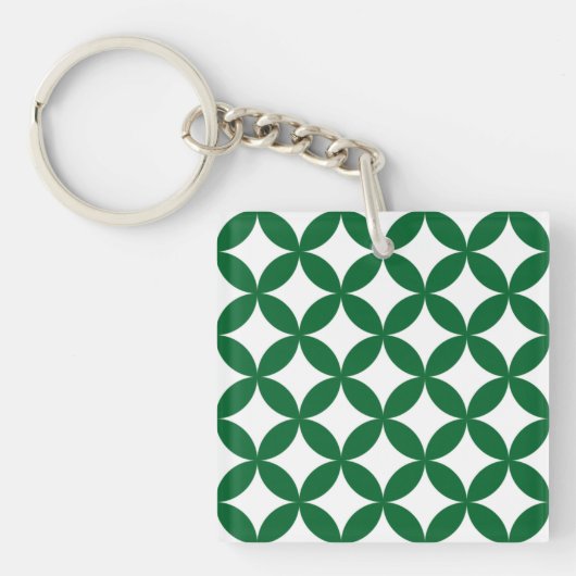 Green Shippo Pattern Square Keychain キーホルダー (正面)
