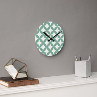 Green Shippo Round Wall Clock – Japanese Tradition ラウンド壁時計