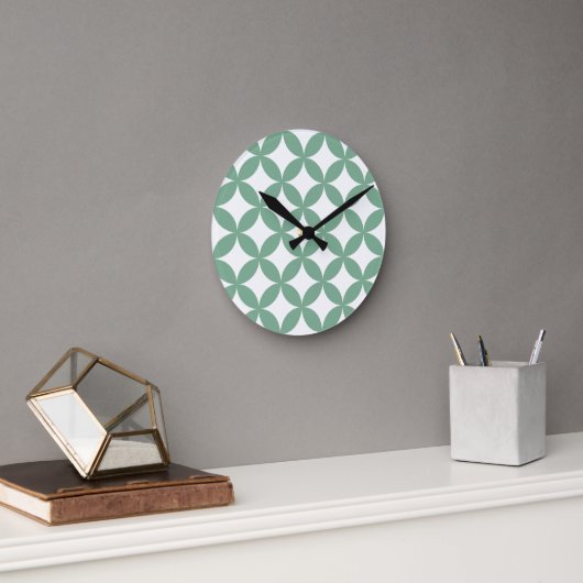 Green Shippo Round Wall Clock – Japanese Tradition ラウンド壁時計 (オフィス)