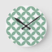 Green Shippo Round Wall Clock – Japanese Tradition ラウンド壁時計 (正面)