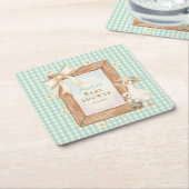 Green Silly Goose Baby Shower Paper Coaster スクエアペーパーコースター (アングル)