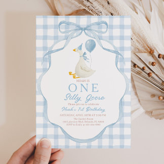 Green Silly Goose Birthday Invitation 招待状