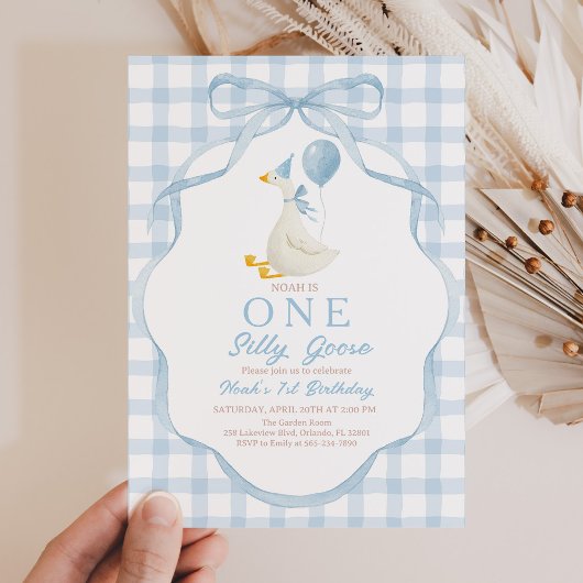 Green Silly Goose Birthday Invitation 招待状