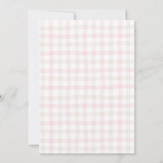 Green Silly Goose Pink Gingham Baby shower  招待状 (裏面)