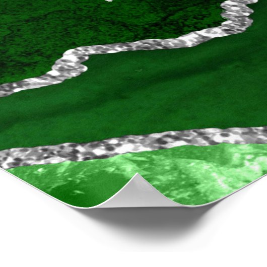 Green Silver Agate Wedding Seating Chart 12 Table ポスター (角)