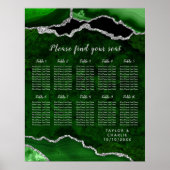 Green Silver Agate Wedding Seating Chart 12 Table ポスター (正面)