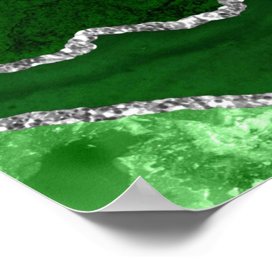 Green Silver Agate Wedding Seating Chart 12 Table ポスター (角)