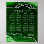 Green Silver Agate Wedding Seating Chart 8 Table ポスター (正面)
