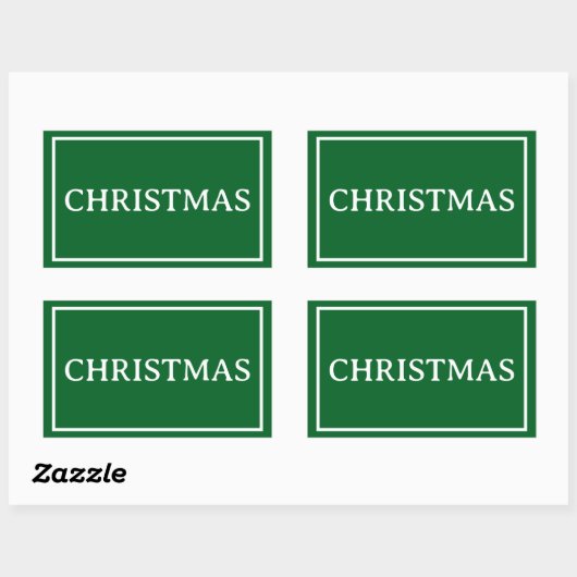Green Simple Christmas Word 長方形シール (シート)