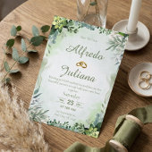 Green Simple Elegant Wedding Invitation Card 招待状