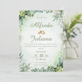 Green Simple Elegant Wedding Invitation Card 招待状 (スタンド正面)