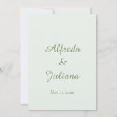 Green Simple Elegant Wedding Invitation Card 招待状 (裏面)