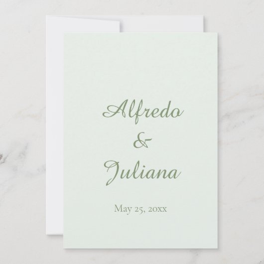 Green Simple Elegant Wedding Invitation Card 招待状 (裏面)