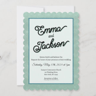 Green, Simple, Modern Wedding Invitation 招待状