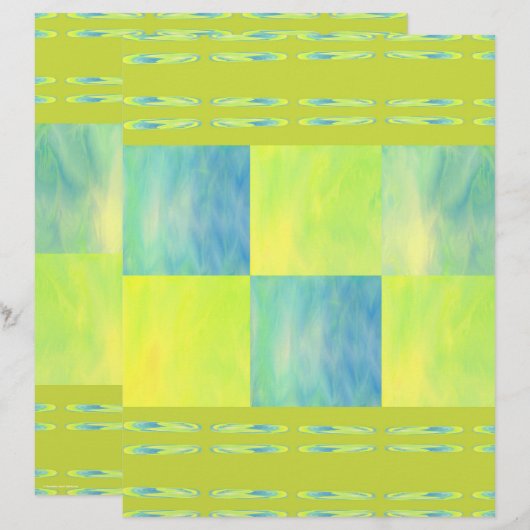 Green Skies Tiles Scrapbook Paper 2-Sided Page (正面/裏面)