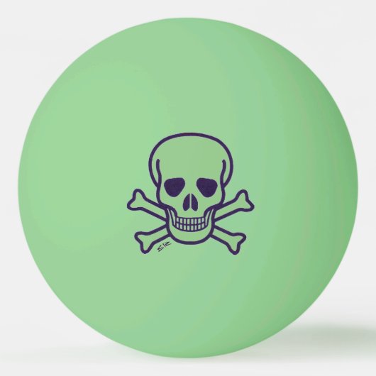 Green Skull 1 star green glow ping pong ball 卓球ボール (正面)