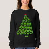 Green Skull and Bones Christmas Tree スウェットシャツ (正面)