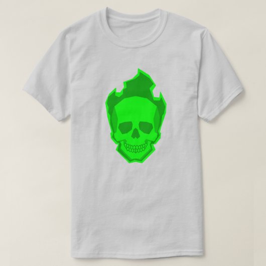 Green Skull Graphic T-Shirt – Neon Skull Design Gi Tシャツ (デザイン正面)