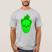 Green Skull Graphic T-Shirt – Neon Skull Design Gi Tシャツ (正面)