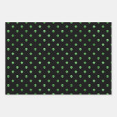 Green Skull Halloween Damask Pattern ラッピングペーパーシート (正面3)