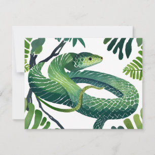 Green Snake 巳年の干支 水彩カード