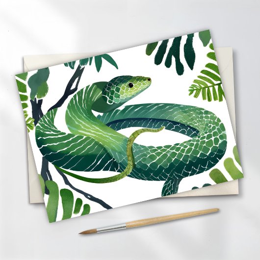 Green Snake |巳年の干支 水彩画 ポストカード