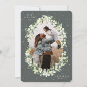 Green Snowberry+Eucalyptus Christmas Photo シーズンカード (正面)