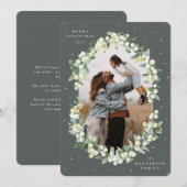Green Snowberry+Eucalyptus Christmas Photo シーズンカード (正面/裏面)