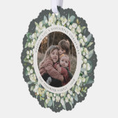 Green Snowberry+Eucalyptus Christmas Wreath Photo  オーナメントカード (左)