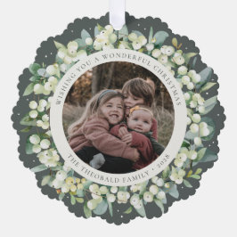 Green Snowberry+Eucalyptus Christmas Wreath Photo  オーナメントカード