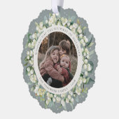 Green Snowberry+Eucalyptus Holiday Wreath Photo  オーナメントカード (左)