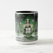 Green Snowman Snowflakes Holiday Mug マグカップ (中央)